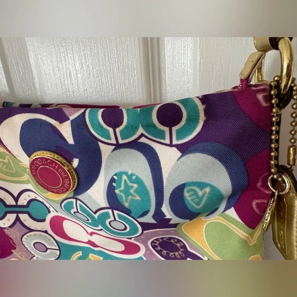 Rare Vintage Retro Multicolor Coach Poppy Pop C Graphic Art Canvas Crossbody Bag - Picture 7 of 13
